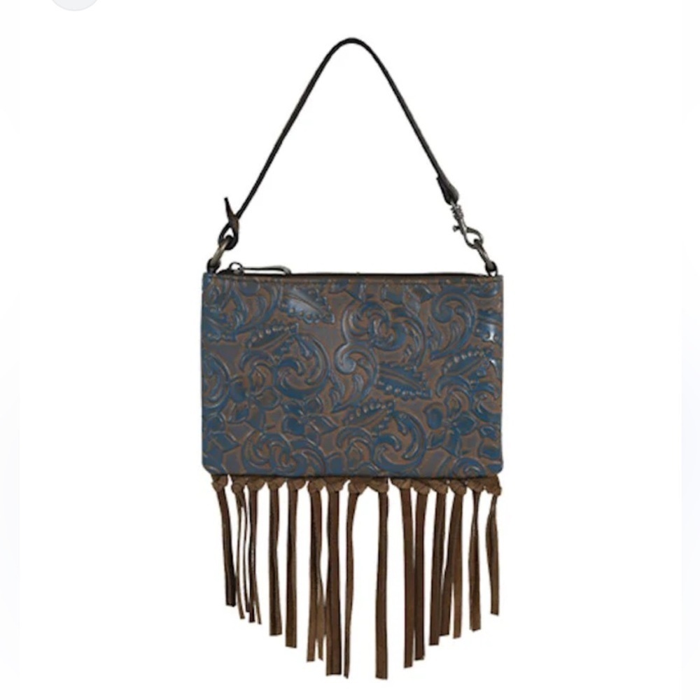TRENDITIONS WOMEN'S TURQUOISE JUSTIN SHOULDER BAG western boho tooled leather